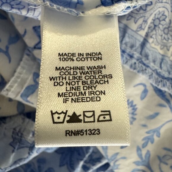 CeCe Women’s Blue White Floral Ruffle belted Midi Dress Size Small 100% Cotton - Picture 11 of 13